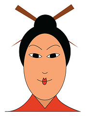 Image showing Face of chinese woman illustration print vector on white backgro