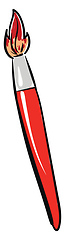 Image showing Clipart of a red-colored paint brush vector or color illustratio
