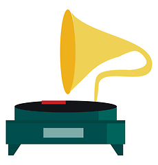 Image showing A vintage musical record player known as gramophone vector color