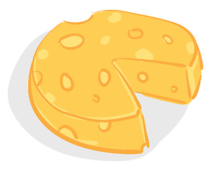 Image showing A yellow-colored round cheese vector or color illustration