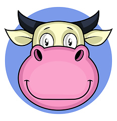 Image showing Cartoon happy cow vector illustration on white backgorund