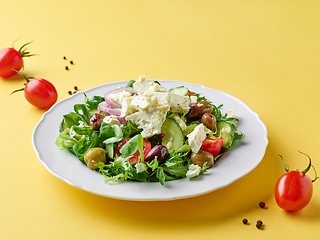 Image showing plate of fresh greek salad