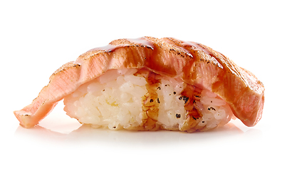 Image showing burnt salmon sushi