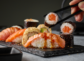 Image showing plate of various sushi