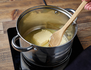 Image showing water and butter in a pot