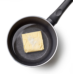 Image showing water, butter and salt in a pot