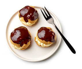 Image showing plate of freshly baked cream puffs