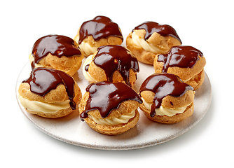 Image showing plate of cream puffs