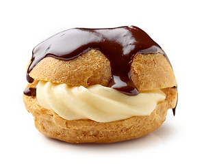 Image showing cream puff covered with melted chocolate