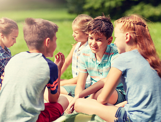 Image showing group of happy kids or friends outdoors