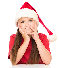 Image showing Young unhappy girl in christmas cloth