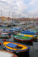 Image showing Colorful boats in the port of Nice, Cote d'Azur, French Riviera