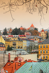 Image showing Cityscape of Karlovy Vary in the late autumn time, Czech Republi