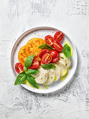 Image showing plate of tomato and mozzarella salad