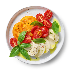 Image showing plate of tomato and mozzarella salad