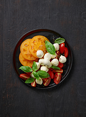 Image showing plate of tomato and mozzarella salad