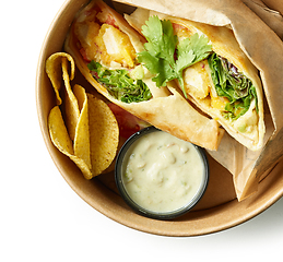 Image showing tortilla with fried chicken