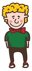 Image showing Happy boy wearing red bow tie vector or color illustration