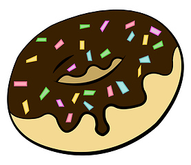 Image showing Chocolate glazed donuts with sprinkles vector or color illustrat