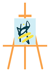 Image showing Painting stand easel with abstract painting color vector on whit