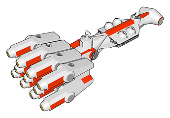Image showing White and red fantasy spaceship vector illustration on white bac