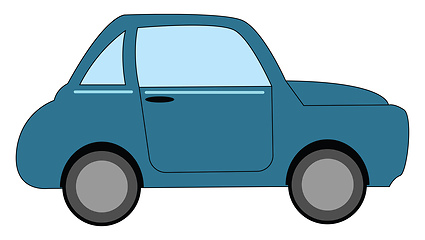 Image showing Painting of a blue car set on isolated white background viewed f