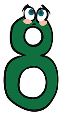 Image showing Emoji of the sad green number eight or 8 vector or color illustr