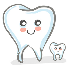 Image showing A pair of cute teeth vector or color illustration