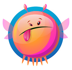 Image showing Cartoon pink monster stick out the tongue vector illustartion on