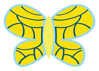 Image showing Yellow butterfly with blue ornaments vector illustration on whit