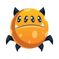 Image showing Orange doted spider looking cartoon character with four eyes and