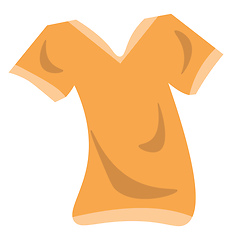 Image showing A round neck unisex t-shirt of orange color is ready to be picke