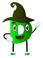 Image showing Green letter D with black hat vector illustration on white backg