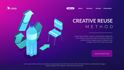 Image showing Upcycling process isometric 3D landing page.