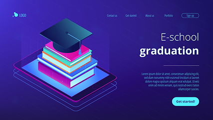 Image showing Digital education isometric 3D landing page.