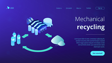 Image showing Mechanical recycling isometric 3D landing page.