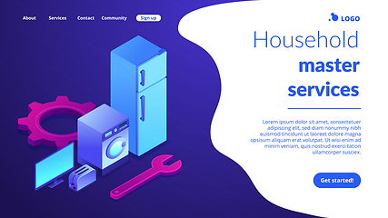 Image showing Repair of household appliances concept isometric 3D landing page.