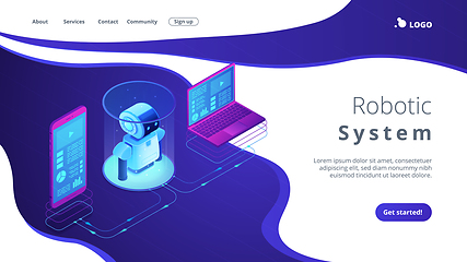 Image showing WiFi controlled robotics isometric3D landing page.