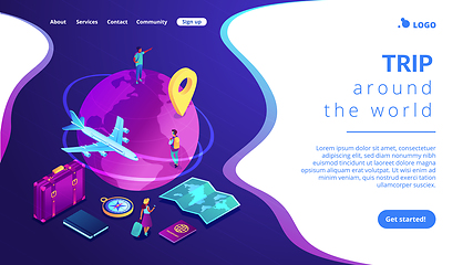 Image showing Global travelling isometric 3D landing page.