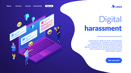 Image showing Internet trolling isometric 3D landing page.