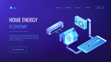 Image showing Air conditioning concept isometric 3D landing page.