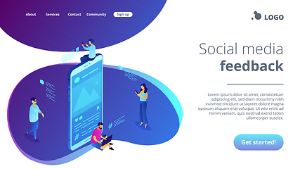 Image showing Social media messages isometric 3D landing page.