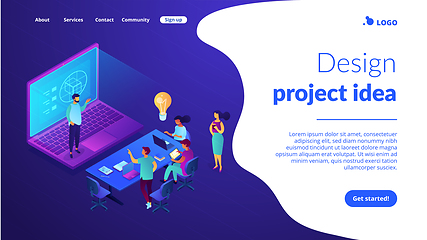 Image showing Design strategy isometric 3D landing page.