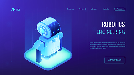 Image showing Robotics technology isometric3D landing page.