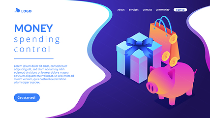 Image showing Cash savings isometric 3D landing page.