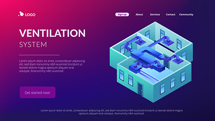 Image showing Ventilation system concept isometric 3D landing page.