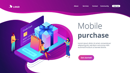 Image showing Online gift purchase isometric 3D landing page.