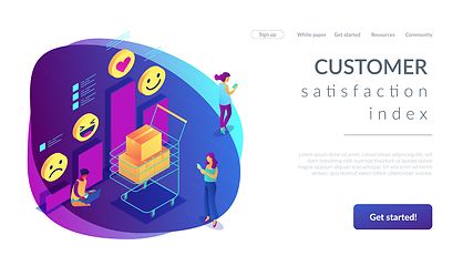 Image showing Get clients feedback isometric 3D landing page.