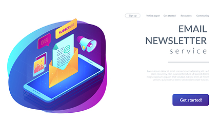 Image showing Email marketing isometric 3D landing page.