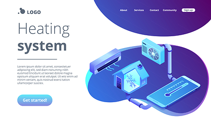 Image showing Air conditioning concept isometric 3D landing page.